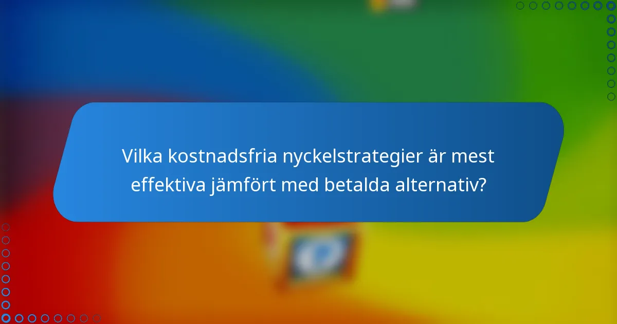 Vilka kostnadsfria nyckelstrategier är mest effektiva jämfört med betalda alternativ?